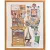 Image 1 : G.R. Cheesebrough, Artist in Studio with Cat, Lithograph