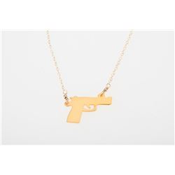 Handgun Silhouette Necklace - Gold