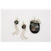 Image 1 : Black Dichroic Glass and Silver Necklace & Earrings