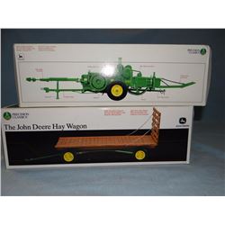 2 toys: JD 214T twine tie baler, 1:16, NIB and JD Hay wagon, 1: 16, NIB