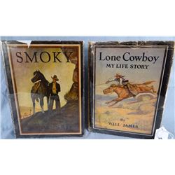 James, Will, 2 books, Illustrated editions of Lone Cowboy and Smoky, not 1sts, color plates
