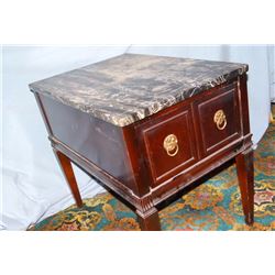 Marble top end table, black w/1 drawer