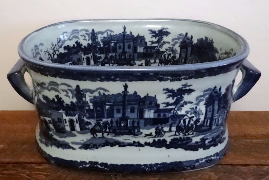 Victoria Ware flow blue foot bath