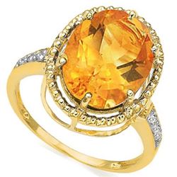Natural Citrine & Diamond Ring