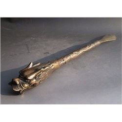 Antique Chinese Carved Dragon Brass Shoehorn