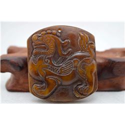 Natural Antique Jade Fine Carved Lion Pendant