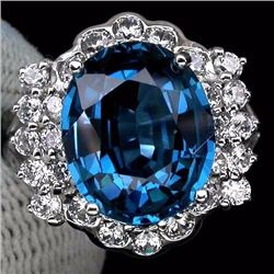 Stunning London Blue Topaz 6.80 Cts & Sapphire Ring