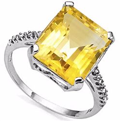 Natural Citrine & Diamond Ring