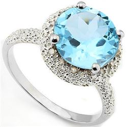 Natural Blue Topaz & Diamond Ring