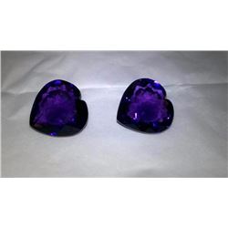 Natural Amethyst Heart Pair 30.90 Carats - VVS