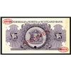Image 2 : Clydesdale and North of Scotland Bank Limited. 5 Pounds. 1953. Specimen.