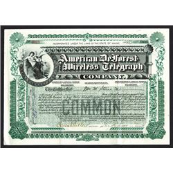 American DeForest Wireless Telegraph Co., 1904 Issued stock Certificate signed by Lee DeForest as Pr