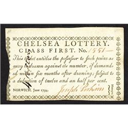 Chelsea Lottery, 1794.