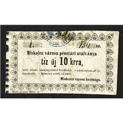 Miskol City treasury. 1860 Issue.