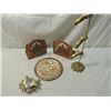 Image 1 : DESK VINTAGE ITEMS COPPER BOOK ENDS CRAB MAGNIFIER