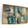 Image 1 : LOT 10 ANTIQUE VINTAGE GLASS INSULATORS ELECTRIC