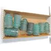 Image 1 : LOT 8 ANTIQUE VINTAGE GLASS INSULATOR JADE CUSTARD
