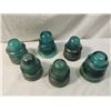 Image 1 : 6 LARGE ANTIQUE VINTAGE GLASS INSULATORS