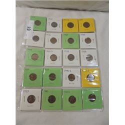 20 COIN LOT WHEAT PENNIES PENNY US COINS