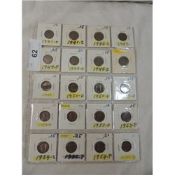 20 COIN LOT WHEAT PENNIES PENNY US COINS