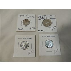 1943 STEEL PENNY 1944 MERCURY DIME 1944 NICKEL