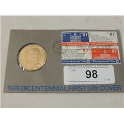 1974 BICENTENNIAL FIRST DAY COIN STAMP