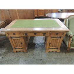 ANTIQUE CAPTAINS STYLE GOTHIC SOLID OAK DESK