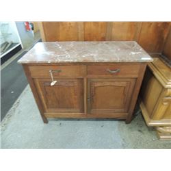 MARBLE TOP BUFFET HALL CABINET DRESSER