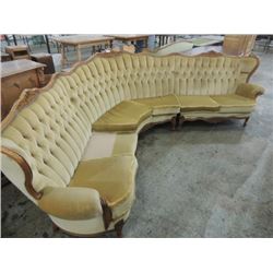 HUGE ANTIQUE HALF MOON SHAPED SOFA COUCH 3 PIECE