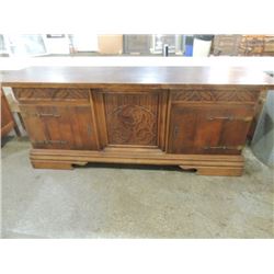 ANTIQUE DARK OAK BUFFET SIDEBOARD CARVED