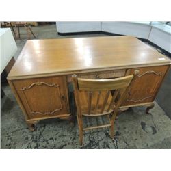 ANTIQUE OAK 3 PIECE DESK & CHAIR KEYS