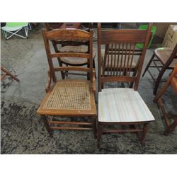 4 ANTIQUE CHAIRS ONE ROCKER ALL FOR ONE MONEY