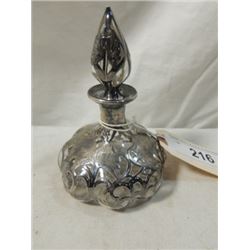 ART DECO VINTAGE PERFUME BOTTLE SILVER OVERLAY