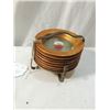 Image 2 : VINTAGE COPPER GLASS COASTER ASHTRAY SET ART DECO