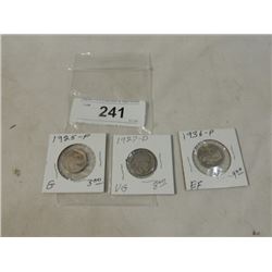 3 BUFFALO NICKELS 1925P 1927P 1936P AS SHOWN