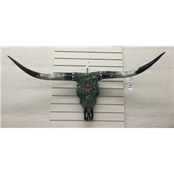 Large Turquoise Covered Cow Skull