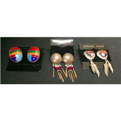 3 Pair Southwestern Style Earrings