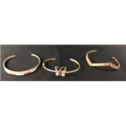 3 Vintage Navajo Inlay Sterling Bracelets
