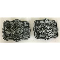 Pair of Hesston National Finals Rodeo Belt Buckles