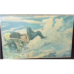 Lon Megarger Cowboy Dreaming Print on Canvas