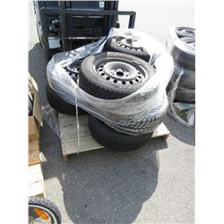 Skid of 8 tires with rims - used