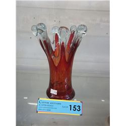 Signed "Crown" art glass vase