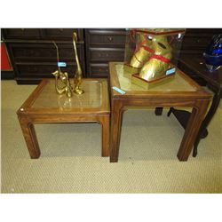 2 End tables with glass inserts