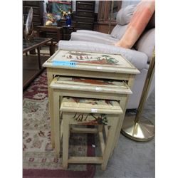 Set of vintage Nesting tables with Oriental motif