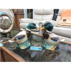 2 Vintage glazed ceramic Duck figurines