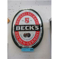 Metal Beck's beer sign