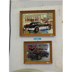 2 Corvette & Firebird framed mirrors