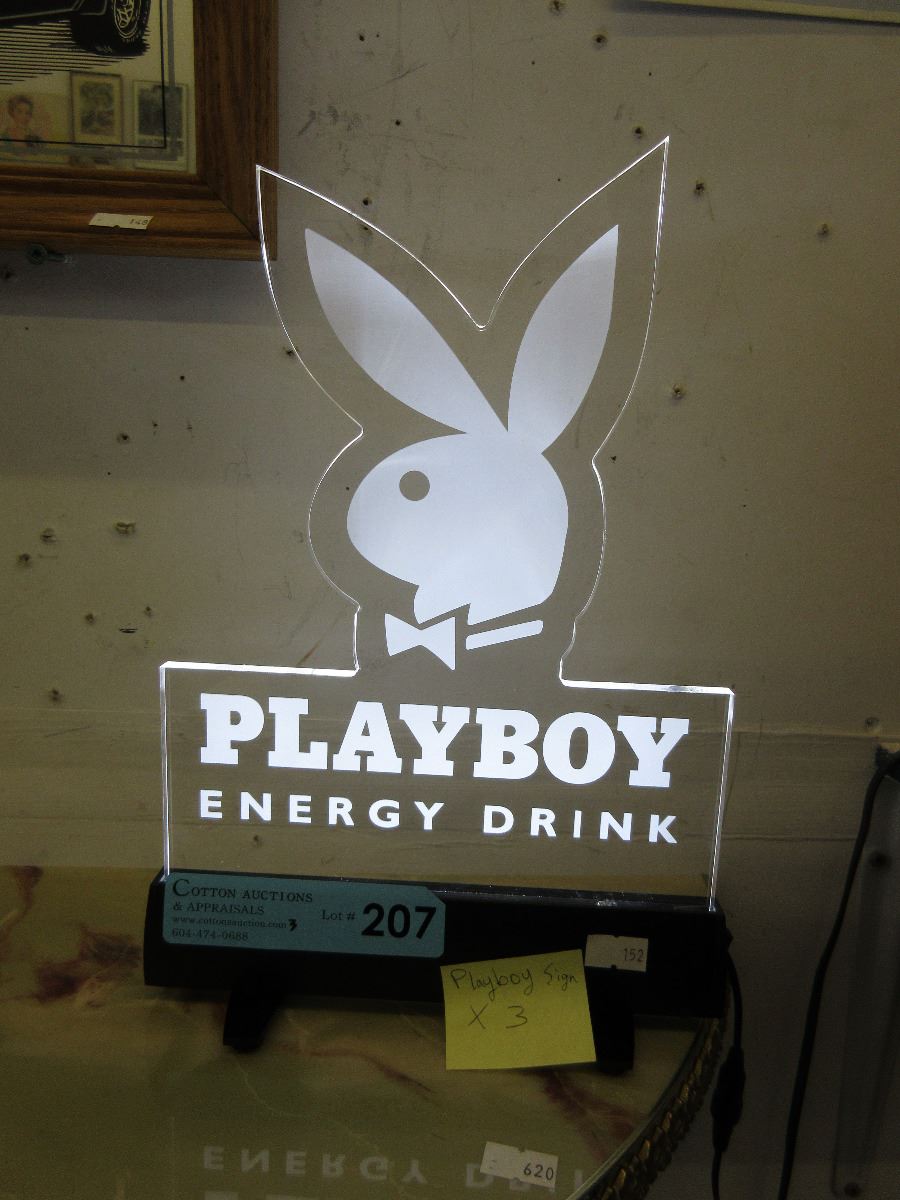 3 New Electric Playboy Energy Drink Signs