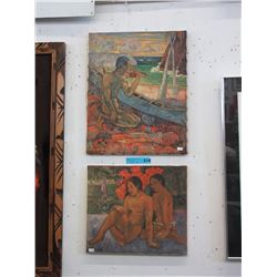 2 Gauguin prints on canvas