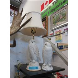 Ceramic owl lamp & figurine - used